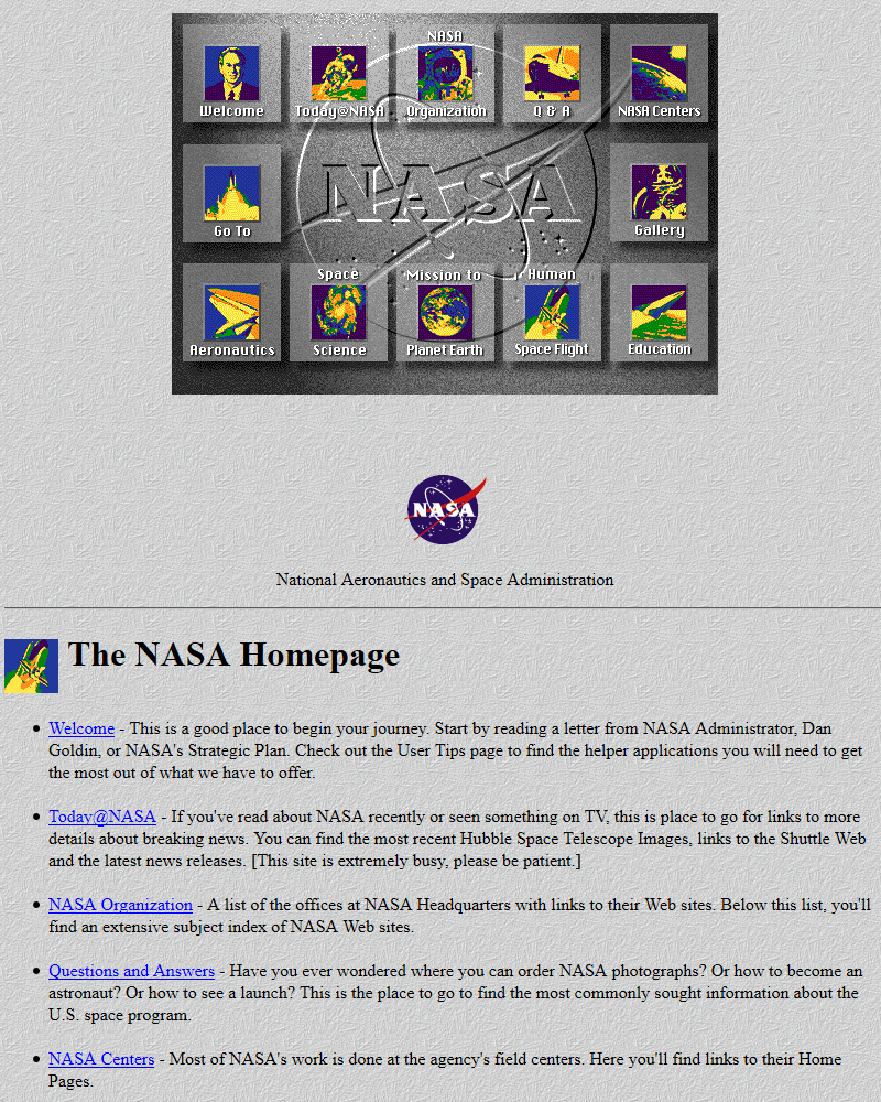 WebDesignMuseum's tweet photo. NASA homepage in 1997

#WebDesignHistory https://t.co/0FErNF923H