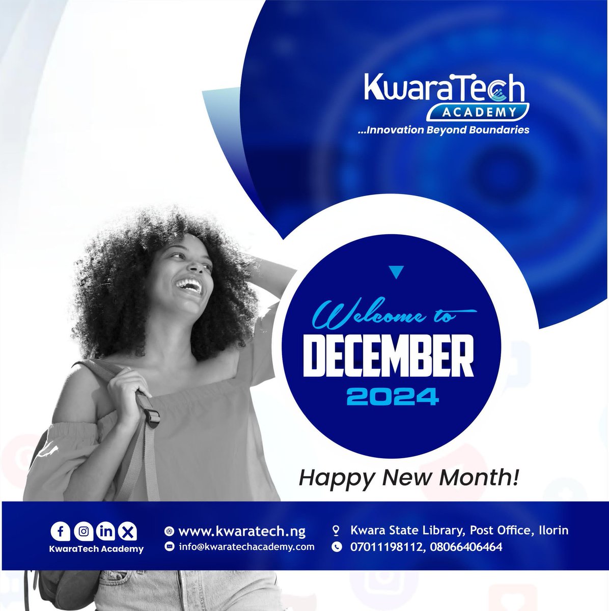 Kwaratechacad's tweet photo. Welcome to the Grand Finale of 2024!

As we step into December, the last chapter of the year, remember this: there’s no better time to embrace the world of tech than now.

Let’s finish the year strong&amp;set the stage for an amazing 2025💪

Happy New Month!
#December2024 #TechTime https://t.co/r6NAoK4rLG