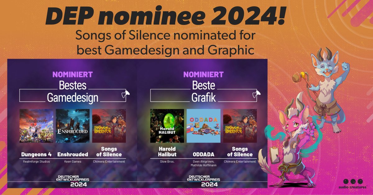 AudioCreatures's tweet image. Tomorrow we will be attending the Deutscher Entwicklerpreis in Cologne once again! 🎮 ✨ 

We are excited to see everyone at the “industry Christmas party” and reflect on an eventful year together! 🎄

#gameindustry #dep24 #gamedev #cologne