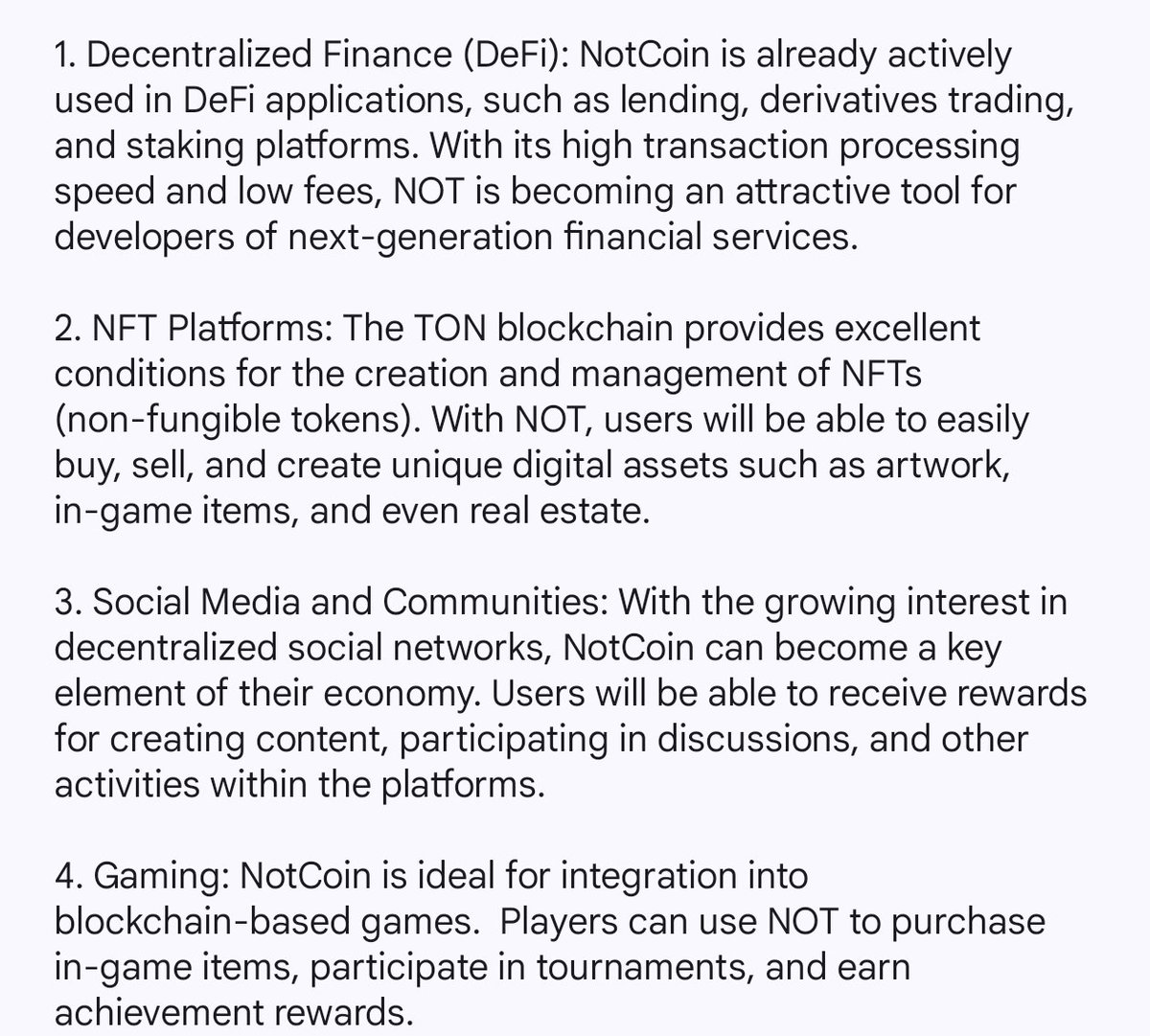 NotcoinFuture's tweet image. Possibilities of Notcoin Use Cases in Web3:
@thenotcoin