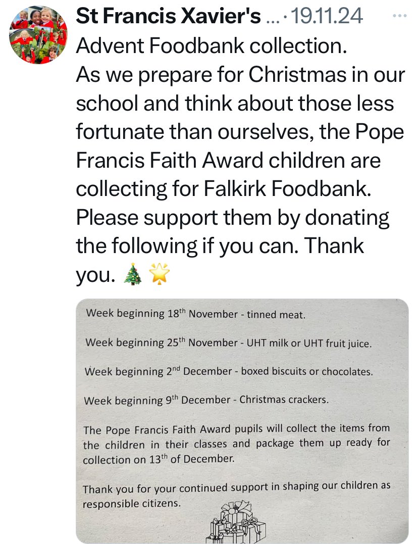 Please keep donating for our Food bank collection! If you haven’t managed to donate yet, please try to donate even one item. You can donate any items anytime, the list is only a guide 😊 Thank you on behalf of the Pope Francis Faith Award pupils ❤️