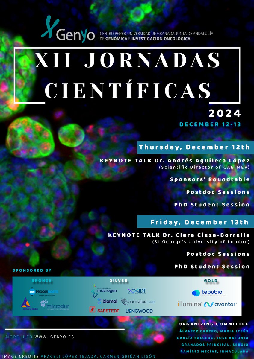 #XIIJornadasCientíficas will be held on 12 and 13 December at our venue. 

The deadline for registration and sending communications will be open until 6 December: genyo.es/eventos-notici…