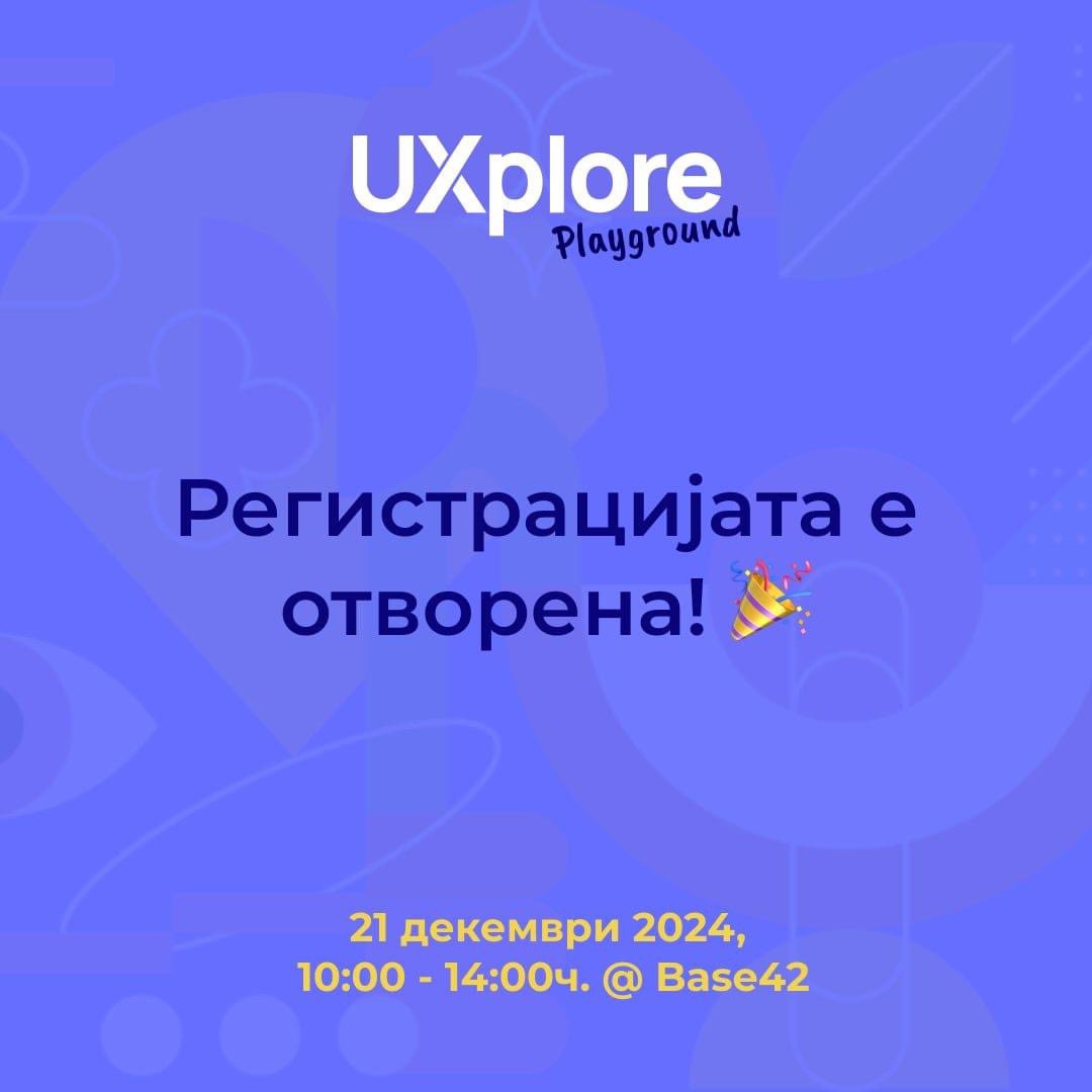 Регистрацијата е отворена! Местата за настанот се ограничени на првите 30 пријавени, обезбедете си го местото за учество на работилницата во живо. Се гледаме #uxploremk #uxdesign #uxworkshop

uxplore.mk/2024-12-playgr…