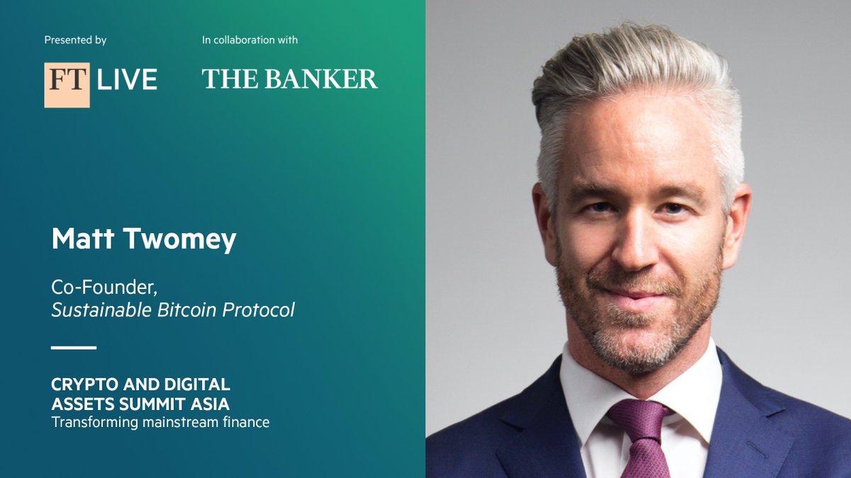 SustainableBTC's tweet photo. 📢 We’re thrilled to announce that Matt Twomey, Co-Founder of Sustainable Bitcoin Protocol (SBP), will be speaking at the #FTCrypto and DigitalAssets Summit Asia on December 5, 2024. 🌏🌱 @ftlive
👉 Learn more https://t.co/BhZ8D72osw
📩 Check us out: https://t.co/8YJVsXe7qV https://t.co/XgYpeiwqun