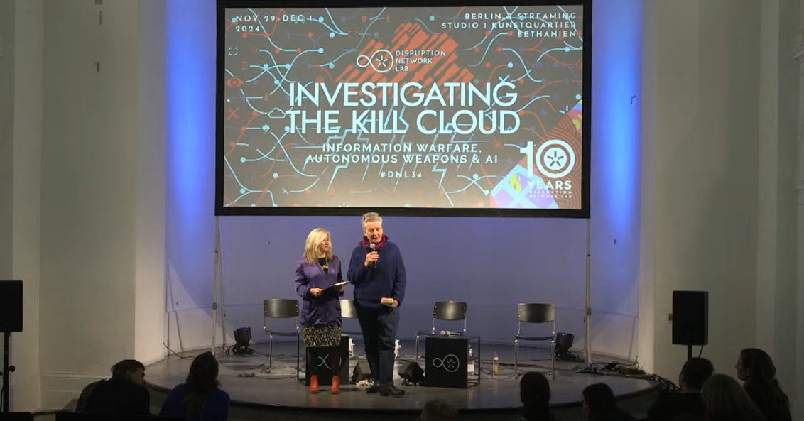 Solid talks, so much to do to to put pressure on governments to stop the madness of #warfare. 

Thanks to the all the speakers and to our engaged audience for joining us at the Investigating the #KillCloud conference. 

ICYMI check all the talks: dnlb.org/34 

#DNL34