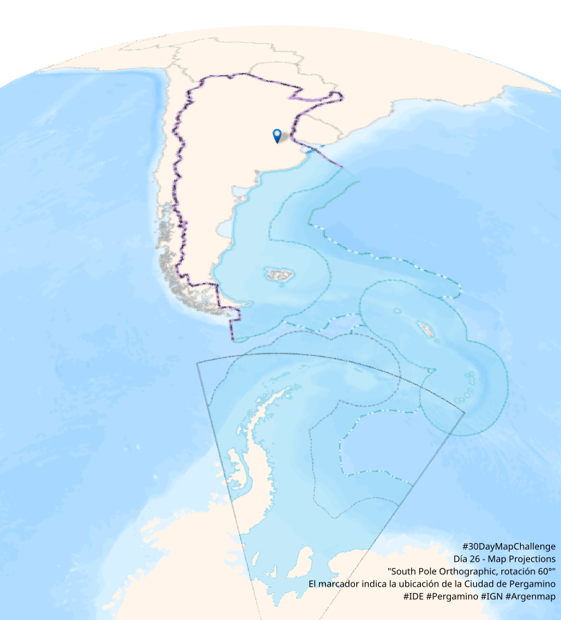 idepergamino's tweet photo. #30DayMapChallenge
Día 26 - Map Projections
"South Pole Orthographic, rotación 60°"
El marcador indica la ubicación de la Ciudad de Pergamino
#IDE #Pergamino #IGN #Argenmap https://t.co/29jMhXaaSM
