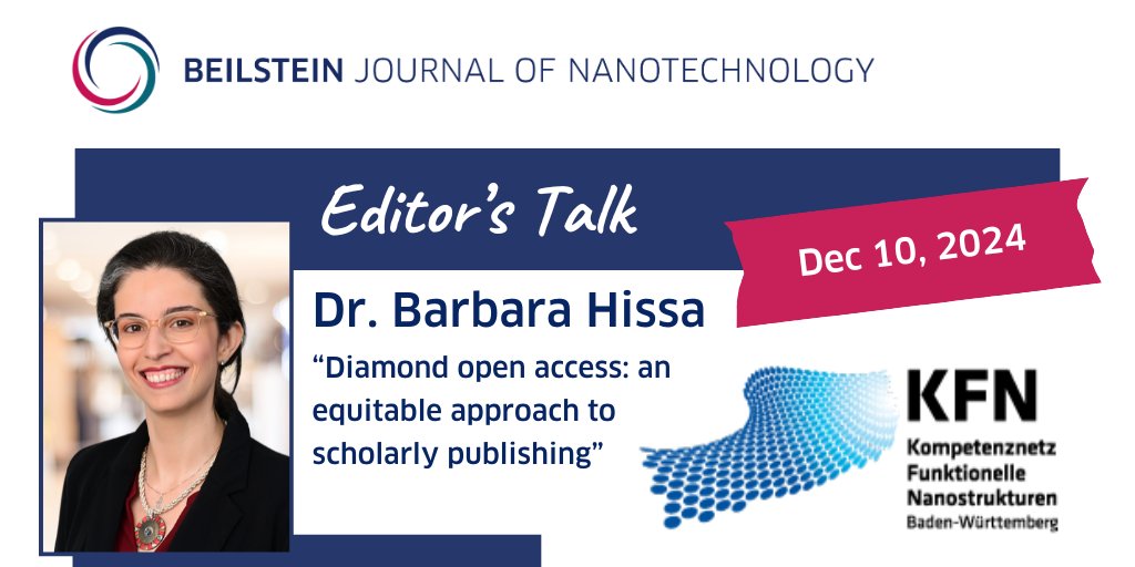 Beilstein-Institut @beilstein-institut.bsky.social (@beilsteininst) on Twitter photo 📢#EditorsTalk – Our Managing Editor Dr. <a href="/BarbaraHissa/">Barbara Hissa - @barbarahissa.bsky.social</a> will give a talk about “Diamond open access: an equitable approach to scholarly publishing” at the Symposium Nano-BW 2024 in Bad Herrenalb, Germany, on December 10, 2024.
➡️ beilstein-journals.org/bjnano/news/VG…
#EDITOURS #BJNANO 💎🔓 📢#EditorsTalk – Our Managing Editor Dr. <a href="/BarbaraHissa/">Barbara Hissa - @barbarahissa.bsky.social</a> will give a talk about “Diamond open access: an equitable approach to scholarly publishing” at the Symposium Nano-BW 2024 in Bad Herrenalb, Germany, on December 10, 2024.
➡️ beilstein-journals.org/bjnano/news/VG…
#EDITOURS #BJNANO 💎🔓