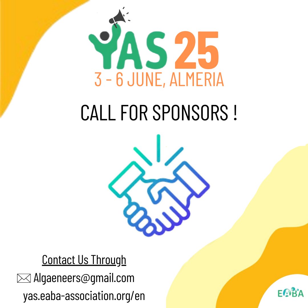 ✨ Call For Sponsors! ✨

The 2025 Young Algaeneers Symposium takes place next June in Almeria and is looking for Sponsors! At YAS you can connect with young algaeneers from industry and academia.

📢Contact us for more information !

#algae