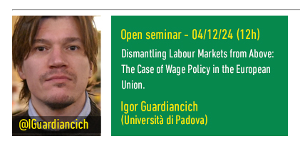 🔉Este miércoles el Ciclo de seminarios <a href="/igopbcn/">IGOP</a> contará con la presencia de <a href="/IGuardiancich/">Igor Guardiancich</a> 

📋Dismantling Labour Markets from Above: The Case of Wage Policy the European Union

📅4/12 a las 12h Sala de Reunions del IGOP, MRA