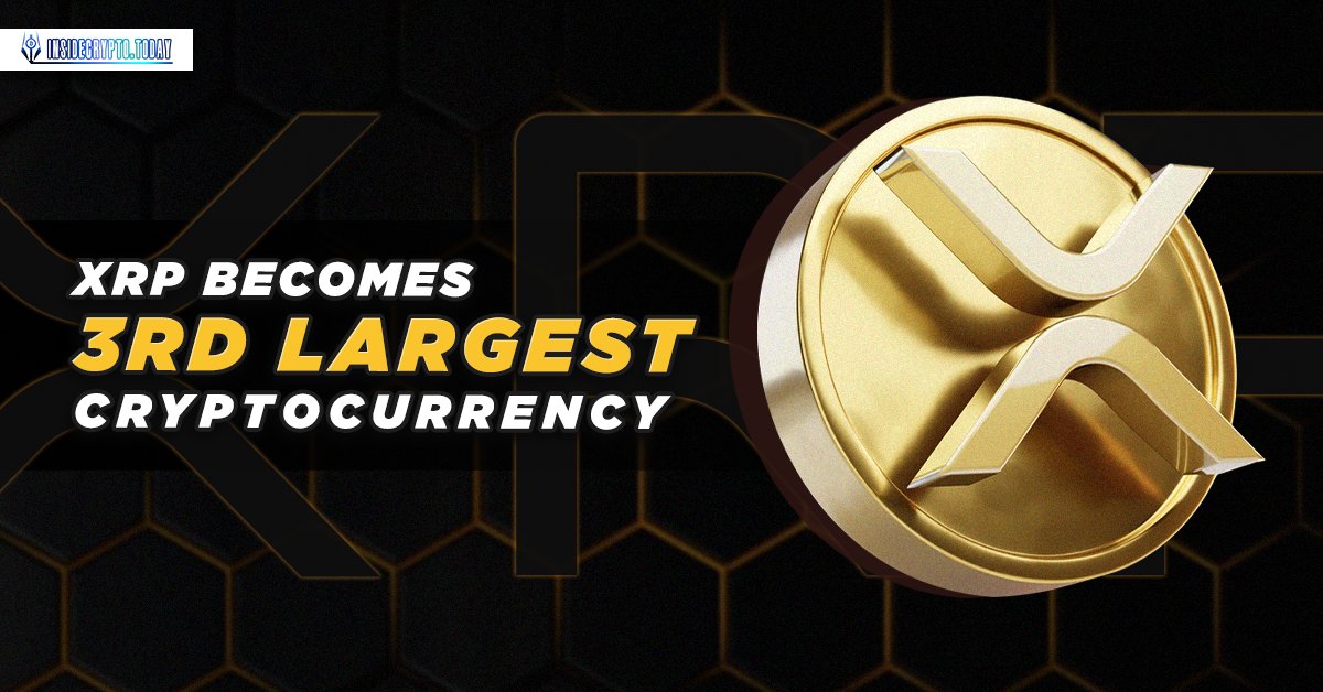 🚨Breaking: XRP overtakes #Tether $USDT to become 3rd Largest #crypto by market cap.

What's driving the surge? 👇

insidecrypto.today/xrp-overtakes-…