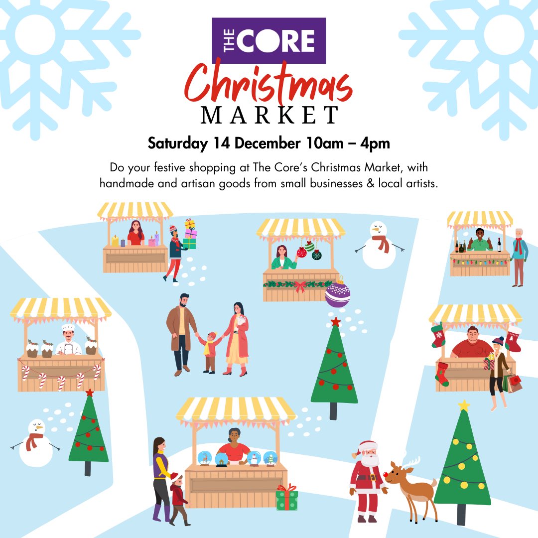 Don’t miss #TheCore Christmas Market in #Solihull on Saturday 14th December, featuring unique produce and items for sale from small businesses, local crafters and talented artists ➡️ thecoretheatresolihull.co.uk/whats-on/all-s…
