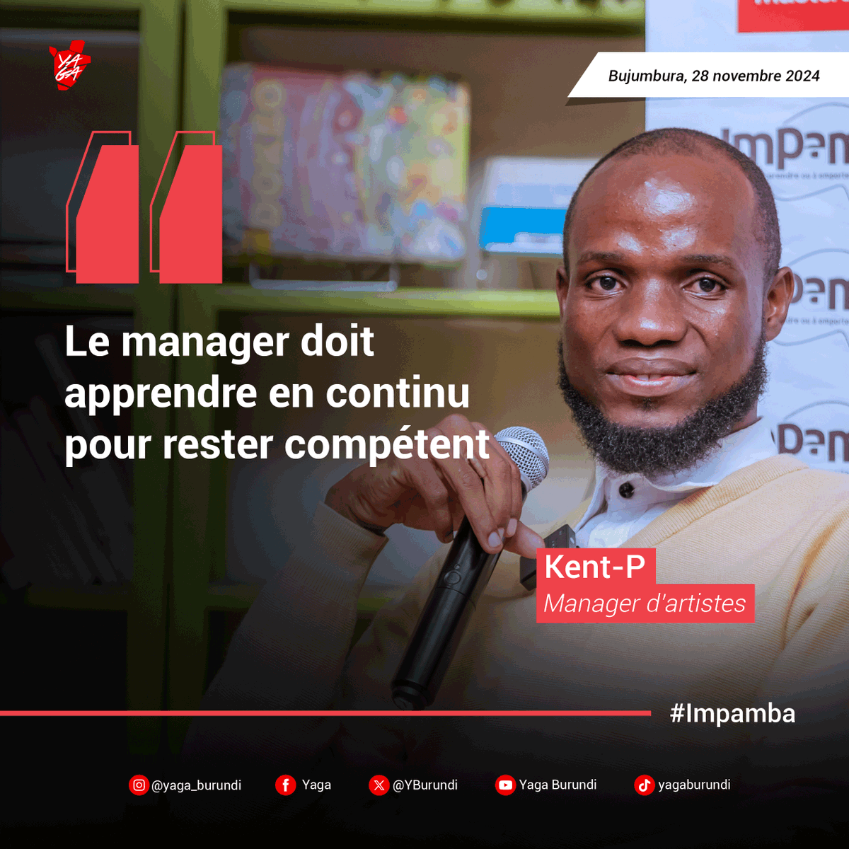 YBurundi's tweet photo. 😍👌🏽 Être manager d’artiste, c’est surtout être le cerveau stratégique derrière le talent. Mais tout commence par : la passion 😌
Si tu as raté notre tout dernier numéro #Impamba de l'année, voici quelques pépites à méditer, du célèbre manager d’artistes @kentpofficial.
#competence