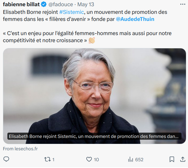 Casimir_Noir's tweet photo. #Influenceuse #Mercato
#ElisabethBorne récemment engagée dans le mouvement #Sistemic d'#AudeDeThuin participera au forum "Femmes &amp; Challenges" organisé par le @projetimagine ce 5 décembre 2024
Code #Lisbette https://t.co/tSST6ctvwX