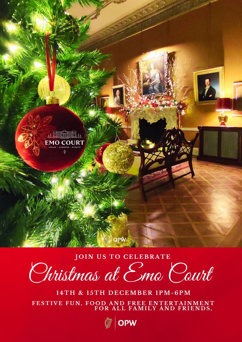 Emo Court (@emocourtopw) on Twitter photo Join us to celebrate "Christmas at Emo Court" 14th & 15th Dec 1pm-6pm. Festive fun, food and free entertainment. No booking required. We open with 11 harps playing in the dining room. <a href="/LaoisPeople1/">Laois People</a> <a href="/tourism_laois/">Laois Tourism</a> <a href="/opwireland/">Office of Public Works</a> <a href="/HeritageLaois/">The Heritage</a> <a href="/HeritageIreOPW/">Heritage Ireland</a> <a href="/catocafinefood/">CaToCa Fine Foods</a> Join us to celebrate "Christmas at Emo Court" 14th & 15th Dec 1pm-6pm. Festive fun, food and free entertainment. No booking required. We open with 11 harps playing in the dining room. <a href="/LaoisPeople1/">Laois People</a> <a href="/tourism_laois/">Laois Tourism</a> <a href="/opwireland/">Office of Public Works</a> <a href="/HeritageLaois/">The Heritage</a> <a href="/HeritageIreOPW/">Heritage Ireland</a> <a href="/catocafinefood/">CaToCa Fine Foods</a>