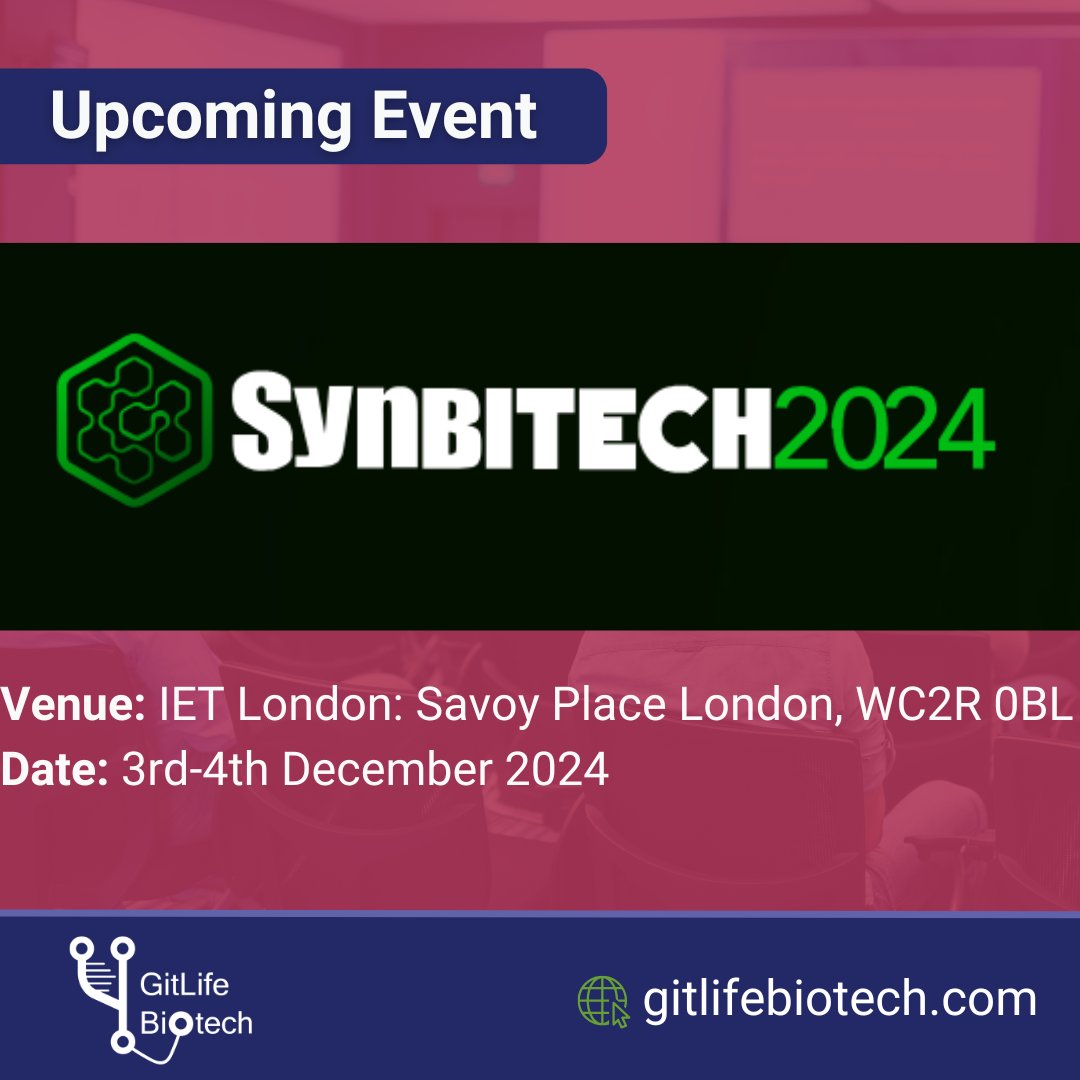 🚀 GitLife Biotech just wrapped up a fantastic week at #SBUK2024! Now, we’re heading to #SynbiTECH2024 in London, where Beatrix Ellis and Nunzia Lopiccolo will represent us.

This event brings together the best in synthetic biology to discuss innovation and sustainability.