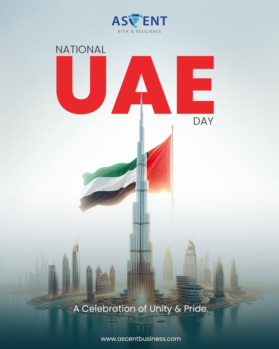 AscentTCSocial's tweet image. On this UAE National Day, we celebrate the strength, unity, and pride that make this nation shine. Here’s to the journey of progress and a future full of possibilities.
.
.
.
.
 #UAEnationalday #unityandpride #UAE #nationaldaycelebration #AscentBusinessSolutions