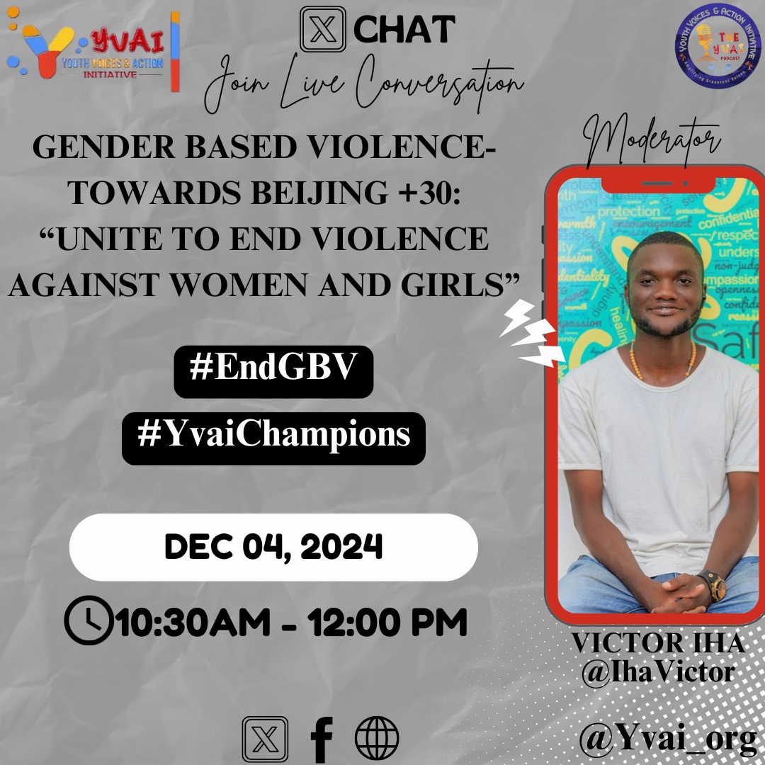 Victor Iha (KIMANI) (@ihavictor) on Twitter photo Join our #XChat this Wednesday as we unpack the Beijing +30 commitments to #EndGBV Violence against Women and Girls.
<a href="/RahmaOda/">Rahma Oda</a> <a href="/x_shamsa_/">Shamsa Awadh</a> <a href="/Shamir2Edwine/">0️⃣0️⃣1️⃣ Activist 🇰🇪</a> <a href="/MagakMaureen/">Maureen Magak</a> <a href="/Ukumbini/">Shila Salim</a> <a href="/KammySaralyne/">saralyne Kammy</a> <a href="/lucas_fondo/">Lucas kalama fondo</a> <a href="/KirituEdwin/">Uncle Bush ❄️ 🇰🇪</a> <a href="/elvis_mwinyi/">Elvis Mwinyi</a> <a href="/damateresia8/">Teresia Dama</a> <a href="/Georgina_Dulu1/">Georgina Dulu</a> Join our #XChat this Wednesday as we unpack the Beijing +30 commitments to #EndGBV Violence against Women and Girls.
<a href="/RahmaOda/">Rahma Oda</a> <a href="/x_shamsa_/">Shamsa Awadh</a> <a href="/Shamir2Edwine/">0️⃣0️⃣1️⃣ Activist 🇰🇪</a> <a href="/MagakMaureen/">Maureen Magak</a> <a href="/Ukumbini/">Shila Salim</a> <a href="/KammySaralyne/">saralyne Kammy</a> <a href="/lucas_fondo/">Lucas kalama fondo</a> <a href="/KirituEdwin/">Uncle Bush ❄️ 🇰🇪</a> <a href="/elvis_mwinyi/">Elvis Mwinyi</a> <a href="/damateresia8/">Teresia Dama</a> <a href="/Georgina_Dulu1/">Georgina Dulu</a>