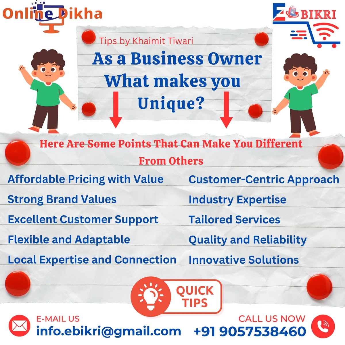 OnlineDikha's tweet image. As a business owner, what sets you apart is a blend of unique qualities that make your company stand out!
#EcommerceExperts #GrowYourBusiness #DigitalSolutions #OnlineSuccess #Amazon #Flipkart #trending #india #ecommerceagency #digitalmarketingagency #businessgrowth #indianmarket