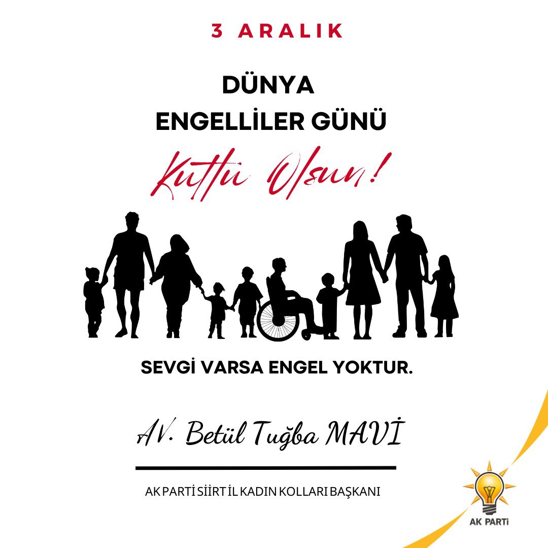 Sevgi varsa engel yoktur.

Yüreklere dokunarak sevgi, saygı ve farkındalık ile aşamayacağımız engel yok. Bizler yalnızca belirli gün ve haftalarda değil her zaman engelli kardeşlerimizin yanındayız.<a href="/aysekesir/">Ayşe Keşir 🇹🇷🇹🇷🇹🇷</a>