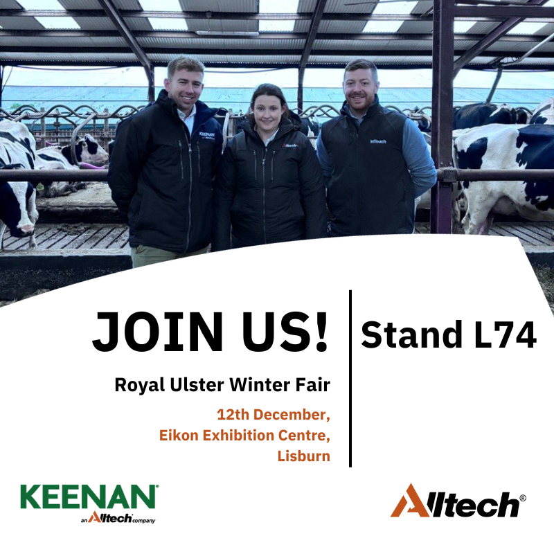 We are delighted to be attending this year’s @ruaswinterfair on the 12th December!

Visit our stand L74 for a chat about all things Alltech, InTouch, and KEENAN, and be in with a chance of winning our KEENAN and Alltech hamper!🏆

We look forward to seeing you all there!🐄