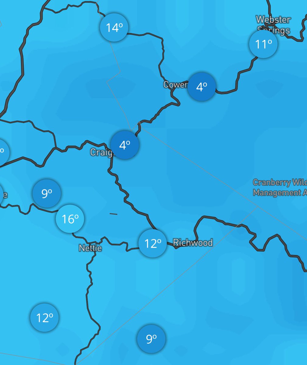 BrandonWxWCHS's tweet image. Some single digits across portions of Nicholas and Webster Counties this morning 🥶🥶

#wundermap #weatherunderground