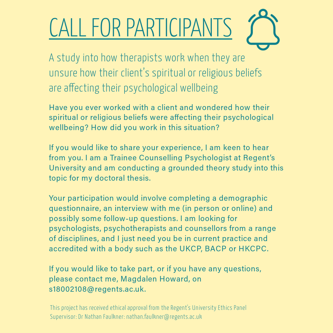 📋Want to contribute to #CounsellingPsychology research? 
Check out the latest call for participation below!
Find how to advertise your own research—via our pinned post

#CounsellingPsychology #ResearchParticipation