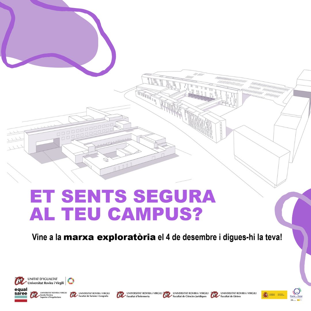 🟣 ET SENTS SEGURA AL CAMPUS? 🟣

Dimecres que ve tindrà lloc la marxa exploratòria col·lectiva als voltants del campus per identificar i analitzar juntes els punts poc segurs des d'una perspectiva de gènere. Volem saber què es podria fer per millorar les instal·lacions! 📝