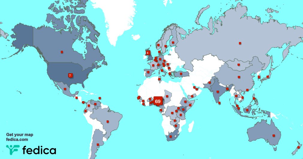 Special thank you to my 7 new followers from USA, and more last week. fedica.com/!Ekeneodigwe