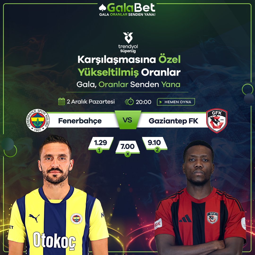ResmiGala's tweet photo. 🏆 Trendyol Süper Lig Heyecanına En Yüksek Oranlarla Ortak Olun!

Fenerbahçe 🆚 Gaziantep FK
⏰ Bugün, 20:00

⚽️ Yatırımlarınıza %25 Free Bet!

⚡️ Bahis Almak İçin Tıklayın! https://t.co/ByyRF9w1oo

♠️ Gala, Oranlar Senden Yana! https://t.co/NqqxSiqsjT