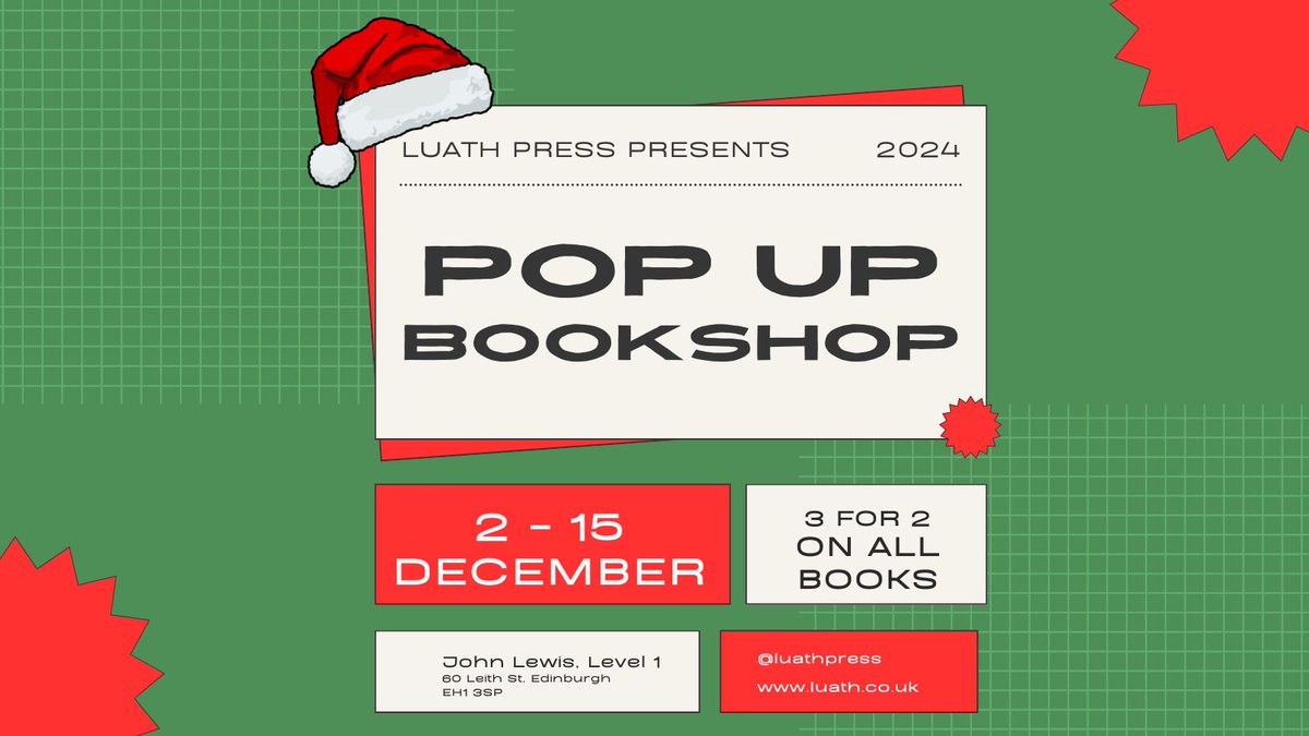 LuathPress's tweet photo. πβ¨ Weβre Popping Up at John Lewis Edinburgh! β¨π
Great news, book lovers! Our Pop-Up Bookshop is now open on Level 1 at John Lewis, Edinburgh! ποΈ
#PopUpBookshop @JohnLewisRetail #Books #ChristmasShopping https://t.co/suGh18HzZ9