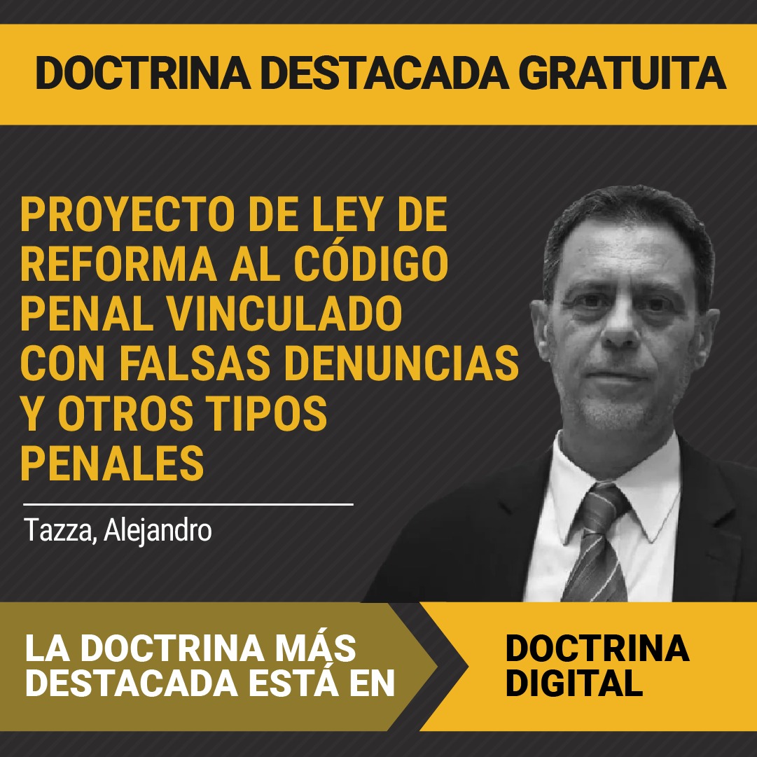ACCEDÉ #GRATIS A LA DOCTRINA DESTACADA DEL DÍA │Proyecto de ley de reforma al Código Penal vinculado con falsas denuncias y otros tipos penales

#Autor: Tazza, Alejandro
Visita el link del contenido rubinzalonline.com.ar/index.php/inde… Conocé Doctrina Digital, el producto Premium de Rubinzal