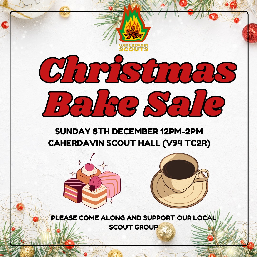 We have a Bake Sale in the Scout Hall this Sunday from 12pm to 2pm. Please come along and support our local Scout Group.