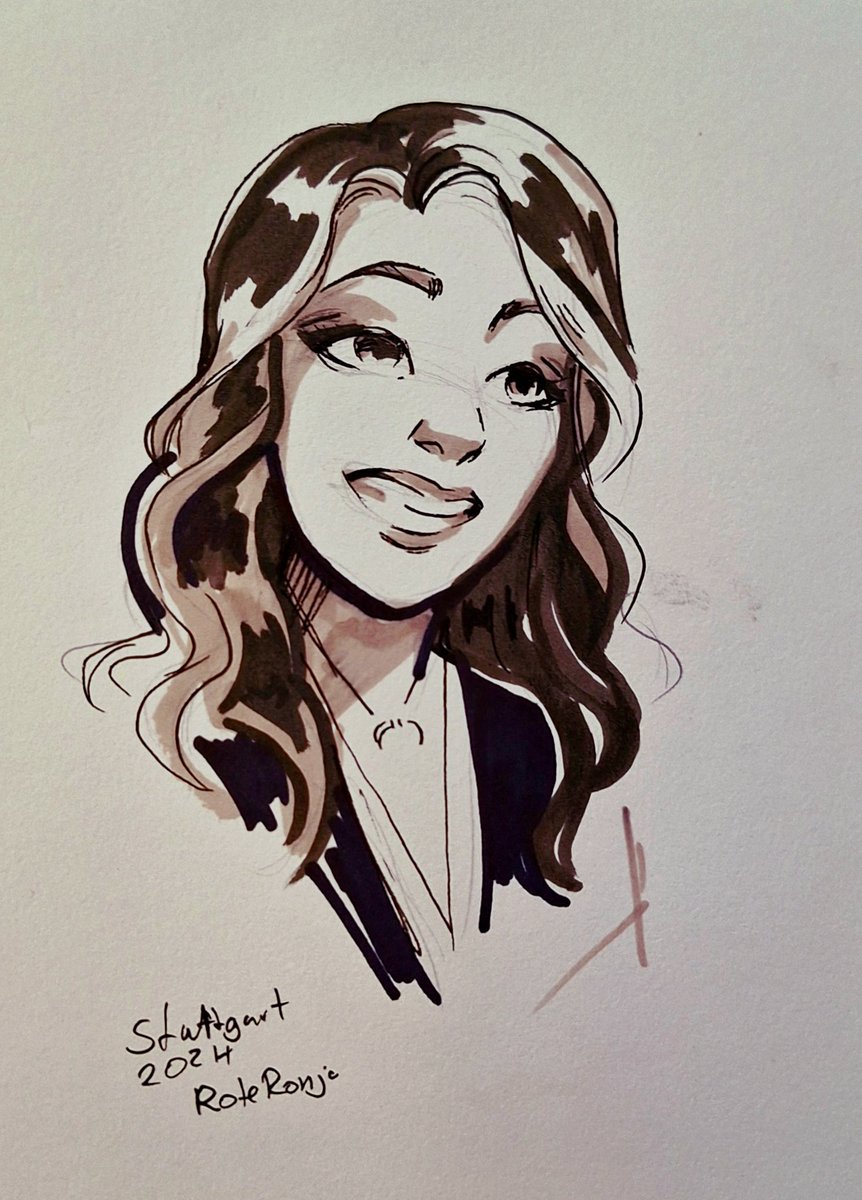 rote_ronja's tweet photo. @AmeliaTyler 
Thank you. 
Had a blast getting to draw your face live. Probably will succomb the temtation to actually take the Time to do a polished Version at some time.
Untill then trank you for visiting Germany giving us the Chance and Chats :D https://t.co/fCiGr4ARKR