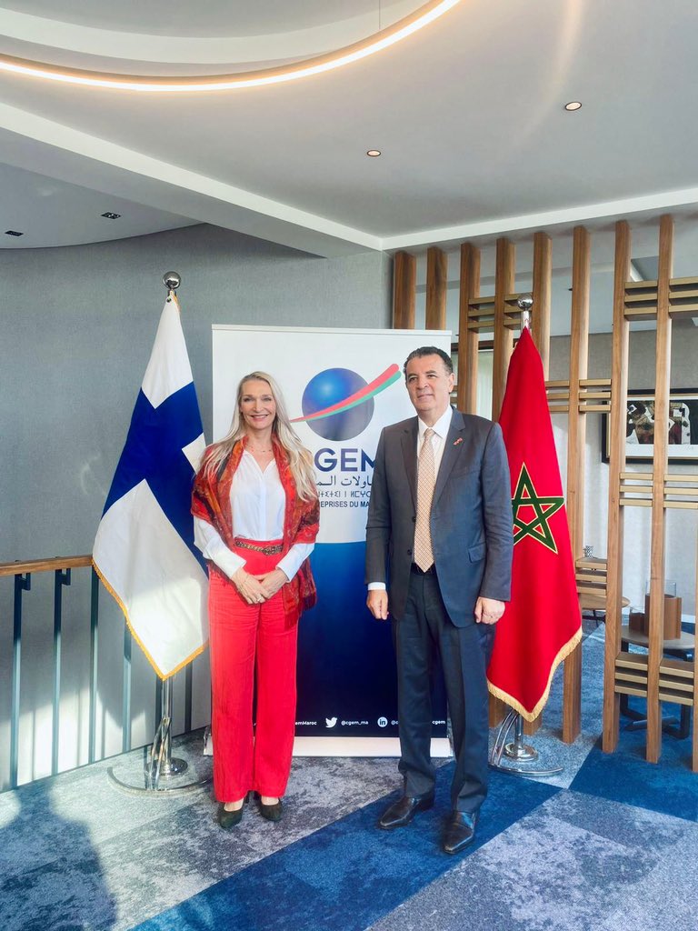 🇲🇦🇫🇮 M. <a href="/AljChakib/">Chakib ALJ</a> a reçu aujourd’hui SE Mme <a href="/MarjaanaSall/">Marjaana Sall</a>, Ambassadrice de Finlande au Maroc, pour discuter des secteurs stratégiques de collaboration et des leviers à activer pour approfondir le partenariat économique entre nos deux pays.