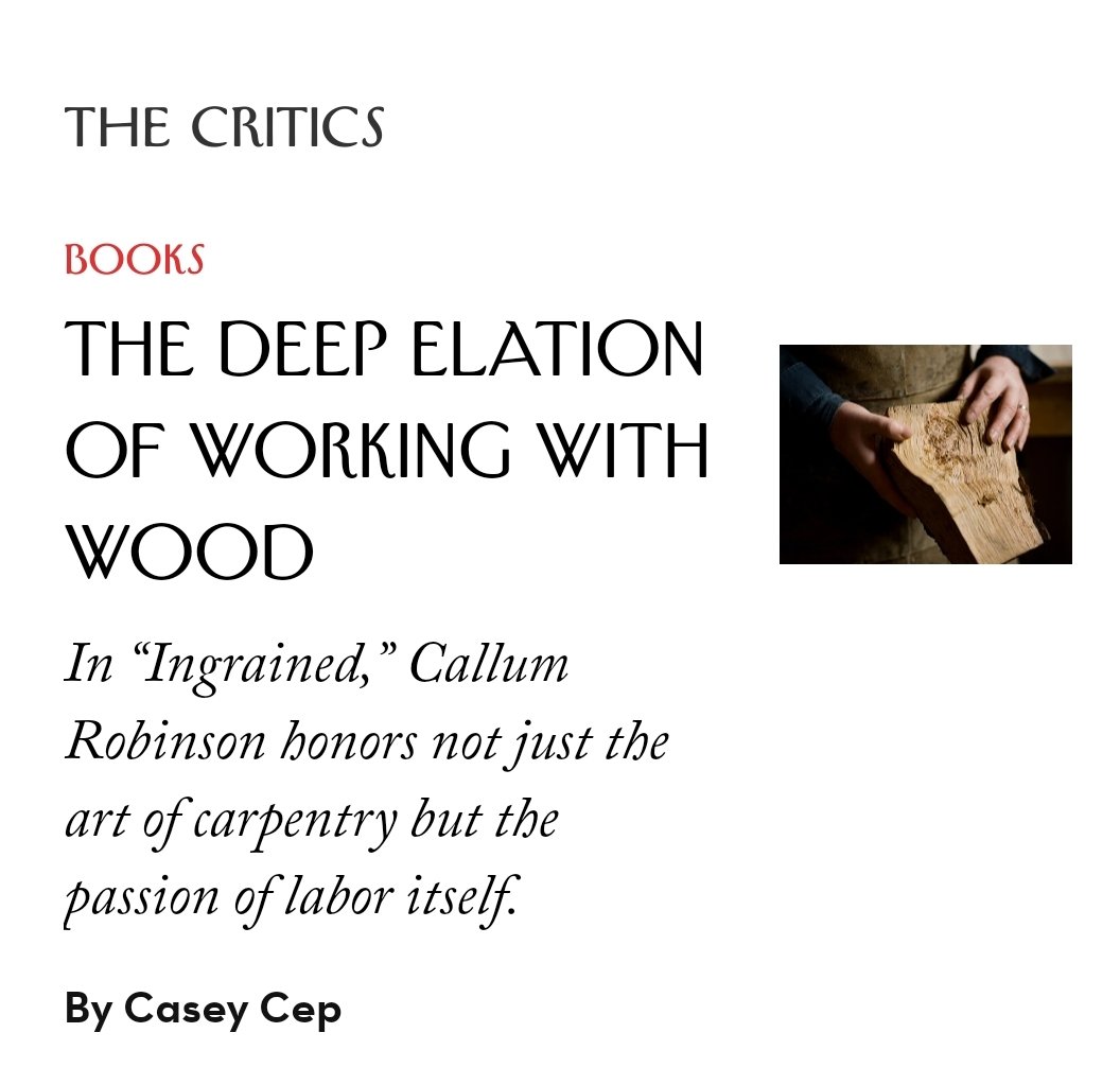 Callum Robinson (@callumgrobinson) on Twitter photo The <a href="/NewYorker/">The New Yorker</a>...
Immeasurably huge thanks to Casey Cep for this thoughtful, humbling longform review of Ingrained. Such a thrill to read, and to see my words between these legendary pages! Thanks also to Alice Zoo for the beautiful images.
newyorker.com/magazine/2024/โฆ The <a href="/NewYorker/">The New Yorker</a>...
Immeasurably huge thanks to Casey Cep for this thoughtful, humbling longform review of Ingrained. Such a thrill to read, and to see my words between these legendary pages! Thanks also to Alice Zoo for the beautiful images.
newyorker.com/magazine/2024/โฆ