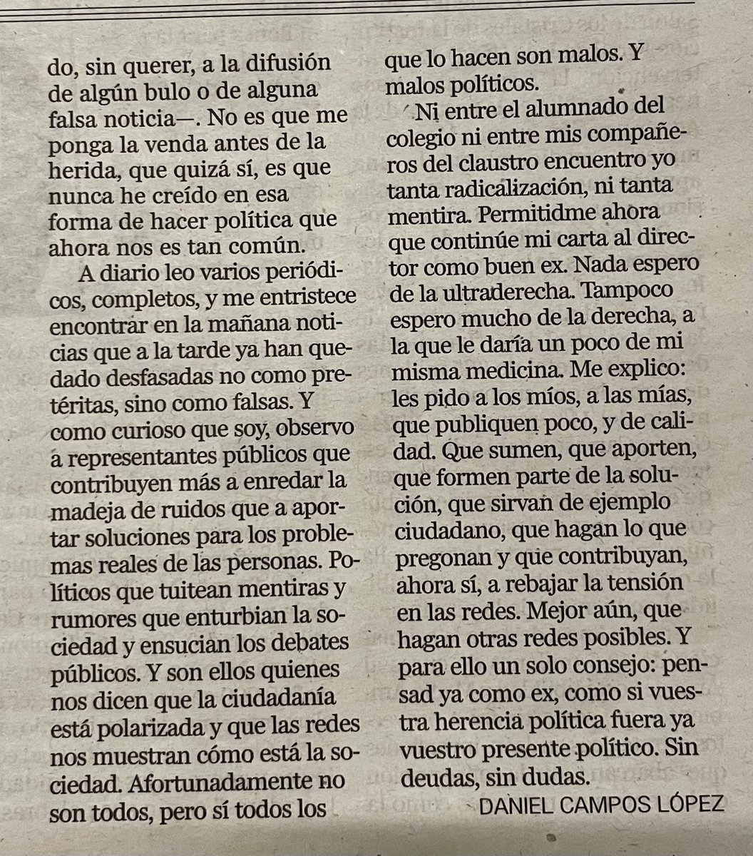 Os dejo aquí  mi Carta al director que ha publicado Diario Jaén: 

PALABRA DE EX.

Adelante!!!