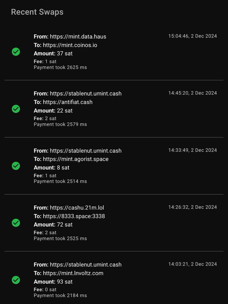 The Cashu round robin auditor is just churning on, moisturized, unbothered, disregarding anything – like an autonomous organism with money at its disposal.