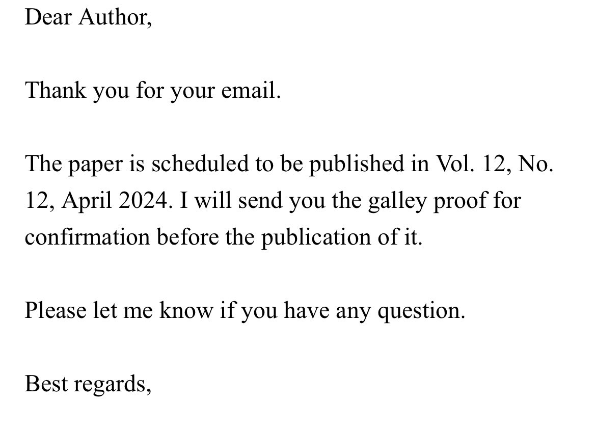 الحمدلله حمداً كثيراً، تم قبول بحثنا للنشر 😍 .. ماكانت الرحلة سهلة لكن تعلمت الكثير،من بداية الكتابة الاكاديمية الصحيحة و تنقيح النتائج و مراسلة المجلات وتنسيق القالب ثم الرد على المحُكمين، فخورة جداً بنفسي للوقوف على كل هذه المراحل واجتيازها بنجاح
ومبارك لفريقي البحثي اجمع👏🏻♥️