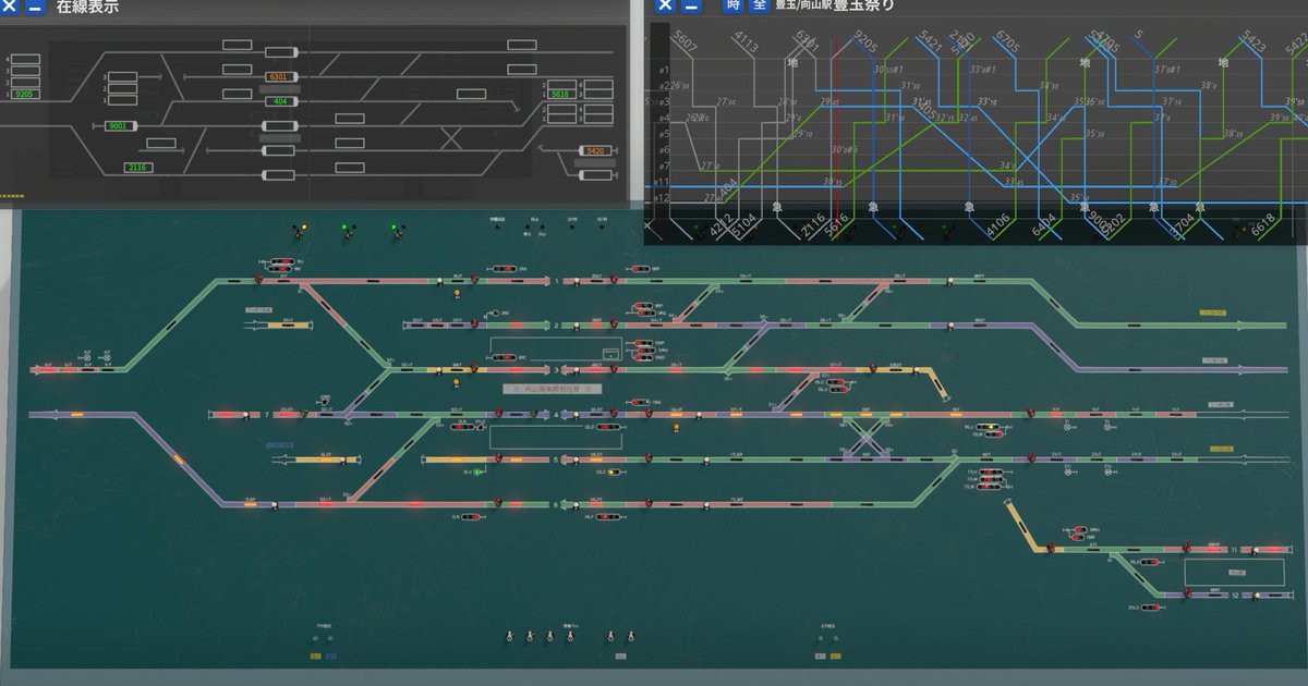 meitetsugasuki's tweet image. #SignalControlSimulator 
404を3番へ進路引いて入れているとき、接近した5616列車を4番へ進路引こうと思ったら「進路構成NG　進路12LD他の予約と競合：52号」とでた