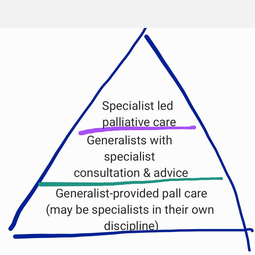 drkathrynmannix's tweet image. It&apos;s so important that we recognise &amp;amp; support all levels of practice to ensure excellence in palliative care during illness &amp;amp; at end of life.
GPs &amp;amp; DNs are specialists in primary care. There&apos;s no chance of excellent care at home if they are overwhelmed.
Here&apos;s the skills pyramid.