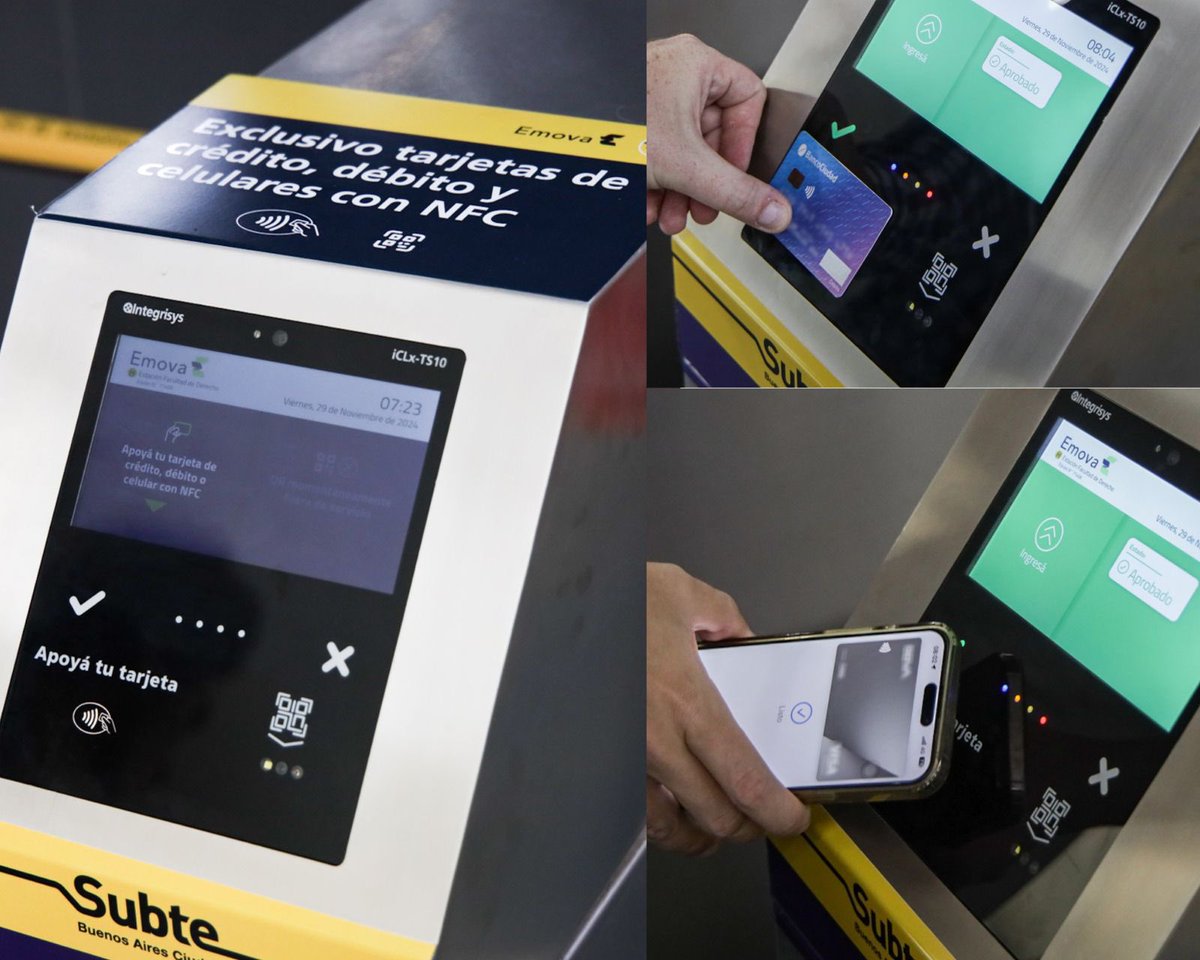COMENZÓ EL SISTEMA MULTIPAGO EN EL SUBTE

Desde hoy, el subte lo pagás como querés: con tarjeta de crédito o débito, con el celular si tiene tecnología NFC, o con la SUBE. 

El trabajo conjunto con el sector privado nos permite innovar y hacerte la vida más fácil. Así de simple