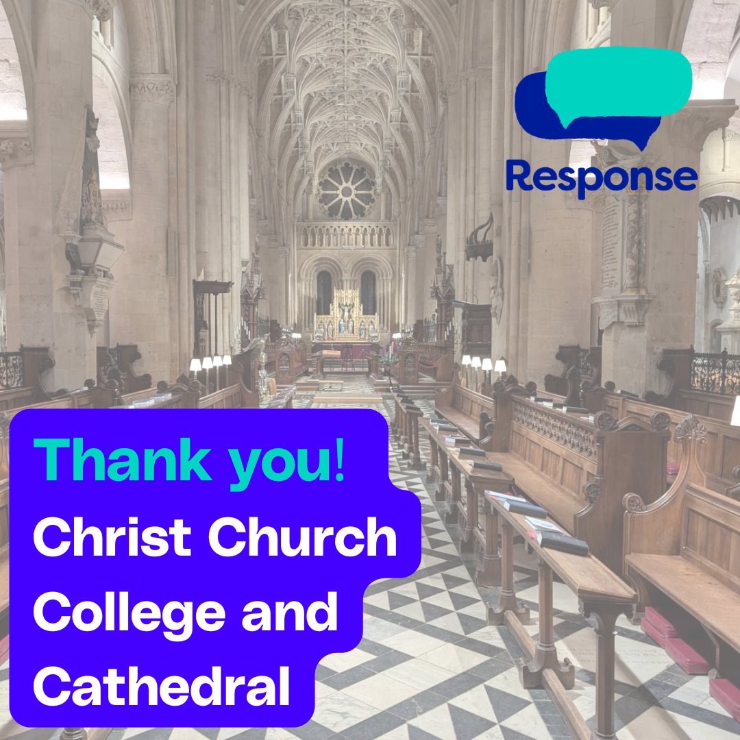 Response are truly honoured to have been selected as <a href="/ChCh_Oxford/">Christ Church</a> 's nominated charity at this year's College and Cathedral Advent Service. 

To watch back the service, follow the link below. 
youtube.com/live/SSwZB78tB…

Donate to Response today💙: response.org.uk/donate-or-fund…
