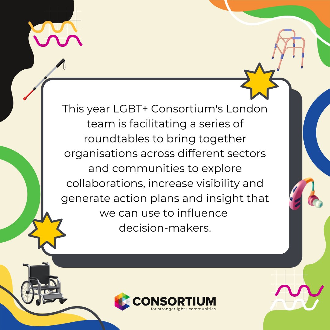 Is your organisation led by and for LGBT+ disabled people? Join our roundtable!🌈  

When: 3rd December 2024 
Time: 6.00pm - 7.30pm 
Where: Online, on Zoom

1/4