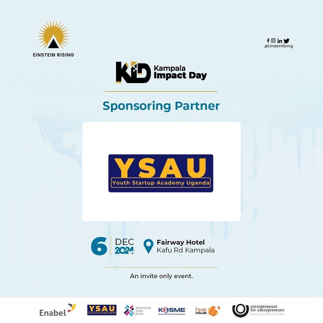 BMangeni's tweet photo. Join us in welcoming our #KID2024 Platinum #Sponsoring partners, Youth Startup Academy Uganda (YSAU) and associated partners! @hivecolab #KOSME @ITCnews @NITAUganda1
Your commitment to supporting the #growth of social businesses is commendable. https://t.co/gMcZopsK2P
