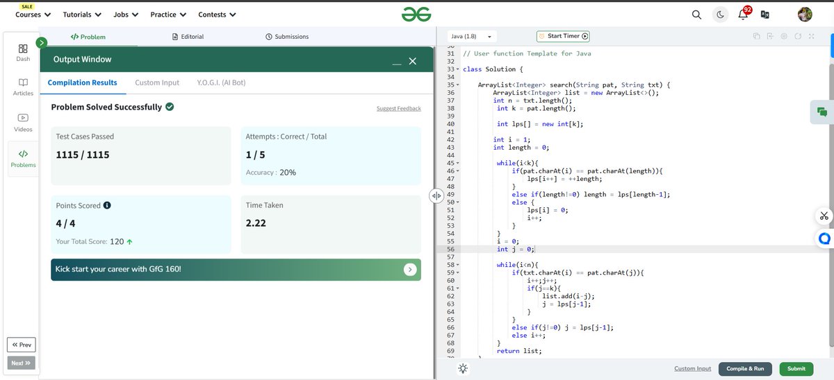 Mrkabirsingh12's tweet image. Day 19 🔎: Another day with Search Pattern (KMP Algorithm)! Reinforced my understanding of efficient pattern matching and optimized string searches. It's all about refining the fundamentals. 💡
#GfG160 #DailyDSA #KMPAlgorithm #PatternMatching #19DaysStrong