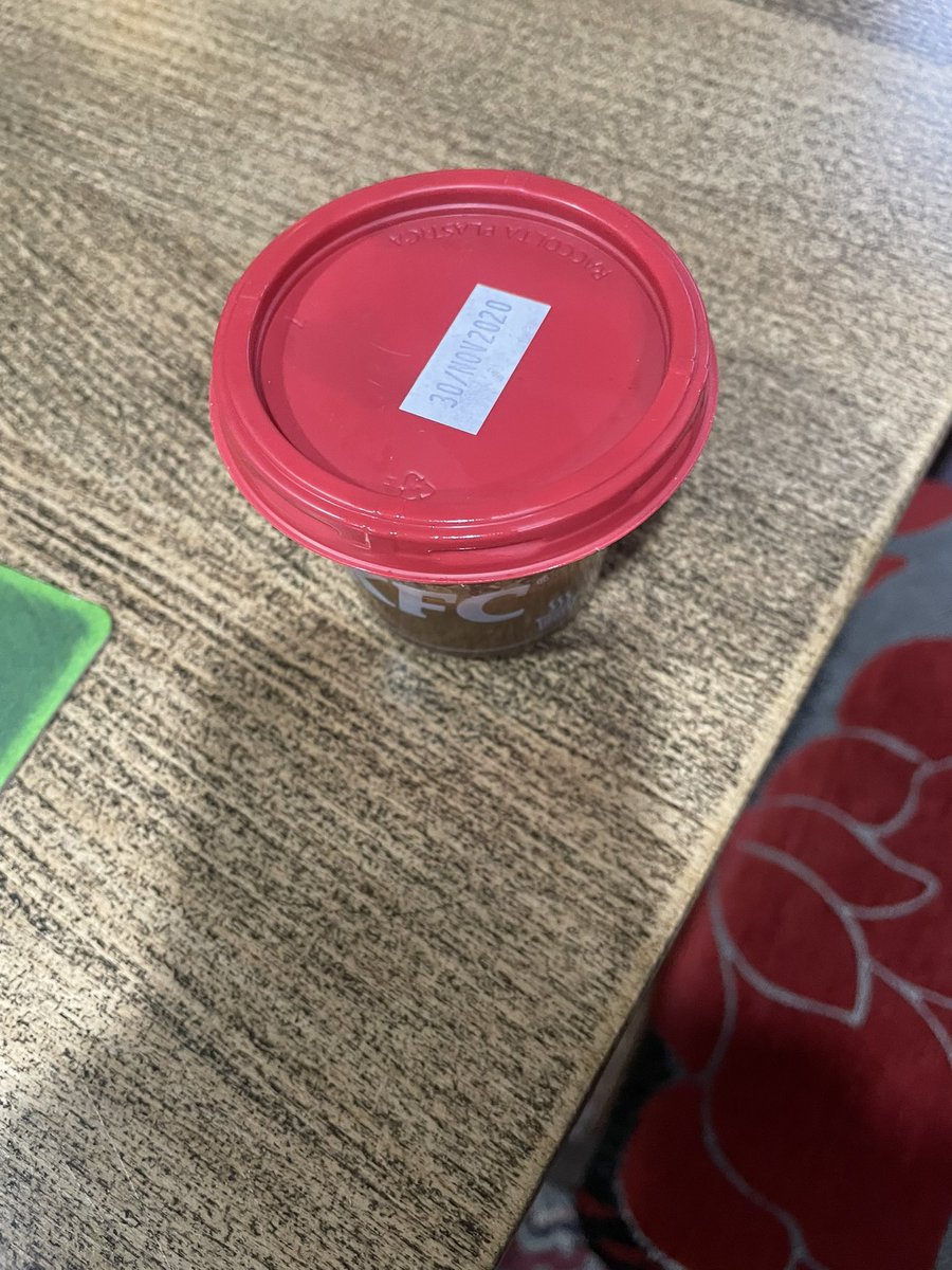 petelavery's tweet photo. @kfc @KFC_UKI any explanation for selling out of date gravy in your Northampton store https://t.co/0p9eUCYleV