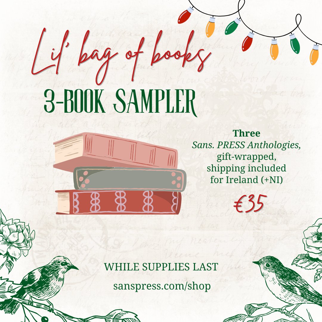 PressSans's tweet photo. Let us sort out your Christmas shopping!
For the #booklover in your life, we have book bundles with the very best of Fresh &amp; Weird speculative fiction! 
You can choose a 3- or 5-book sampler, gift-wrapped w/ bookmark! 
https://t.co/FdM3Xcdpx7

#bookishgifts #artsireland #sale https://t.co/HkXRCqCpbg