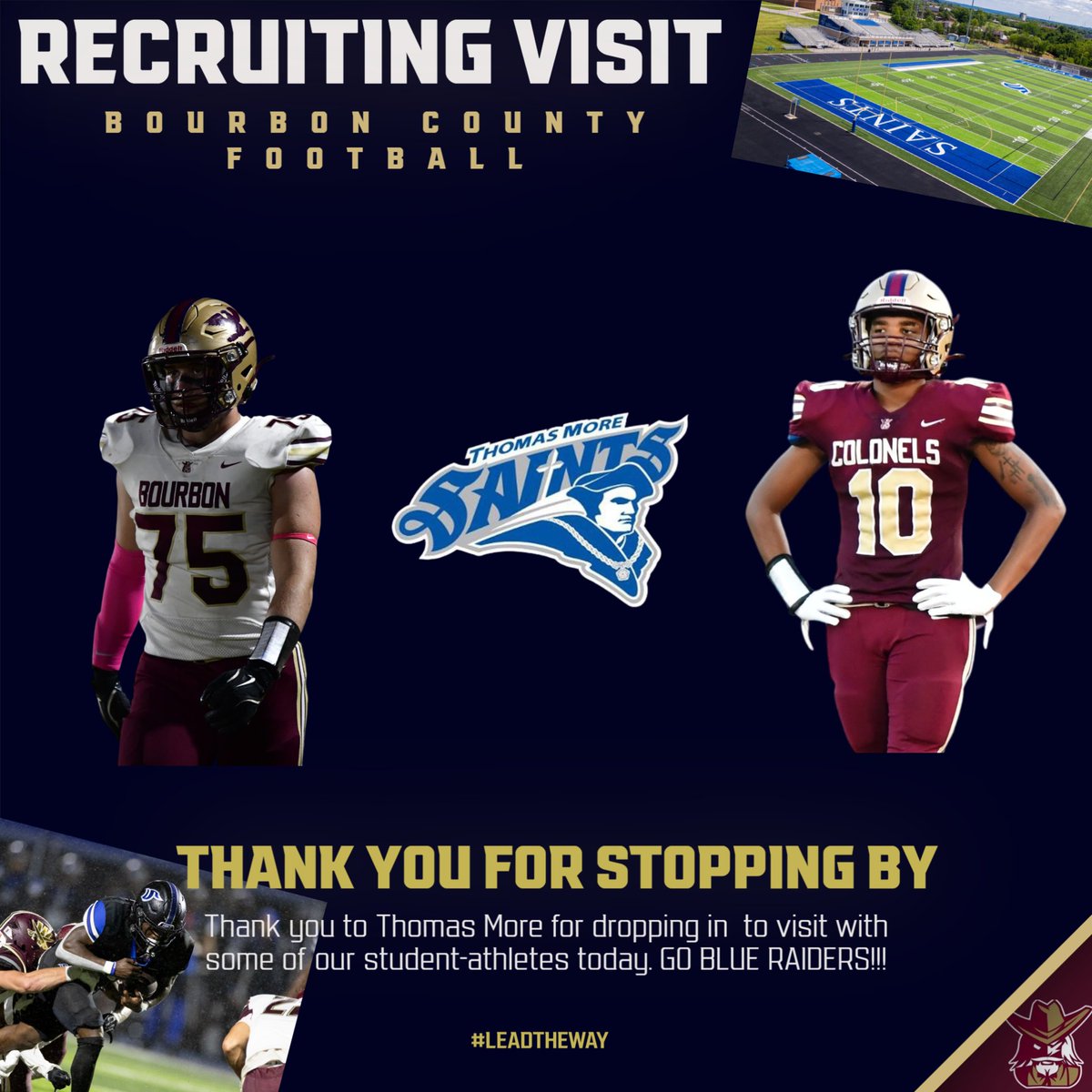 Thank you to <a href="/CoachBZink/">Brad Zink</a> from <a href="/TMU_Football/">Thomas More Football</a> for stopping by to visit Ryan &amp; Riqus today!  #LEADtheWay