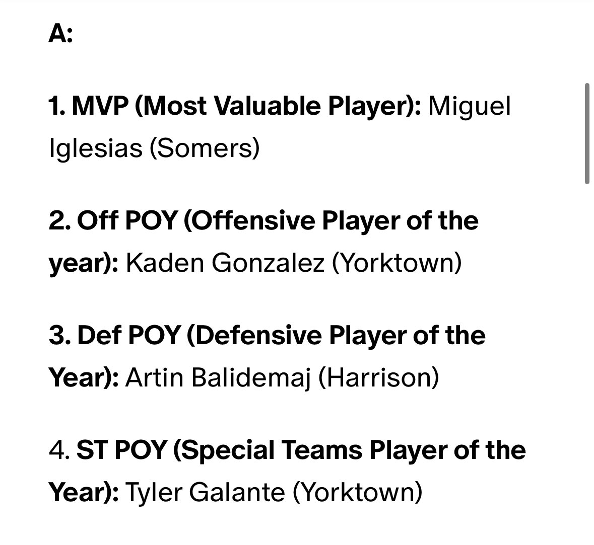 Yorktown Football (@ytownhuskers) on Twitter photo Congratulations to Senior QB Kaden Gonzalez for being named <a href="/FaMSportsVF/">FaM Sports New York Varsity</a> Class A Offensive Player of The Year and Junior WR/S for being named Class A Special Teams Player of The Year. Well deserved recognition for our guys. #YorktownFootball #Family Congratulations to Senior QB Kaden Gonzalez for being named <a href="/FaMSportsVF/">FaM Sports New York Varsity</a> Class A Offensive Player of The Year and Junior WR/S for being named Class A Special Teams Player of The Year. Well deserved recognition for our guys. #YorktownFootball #Family
