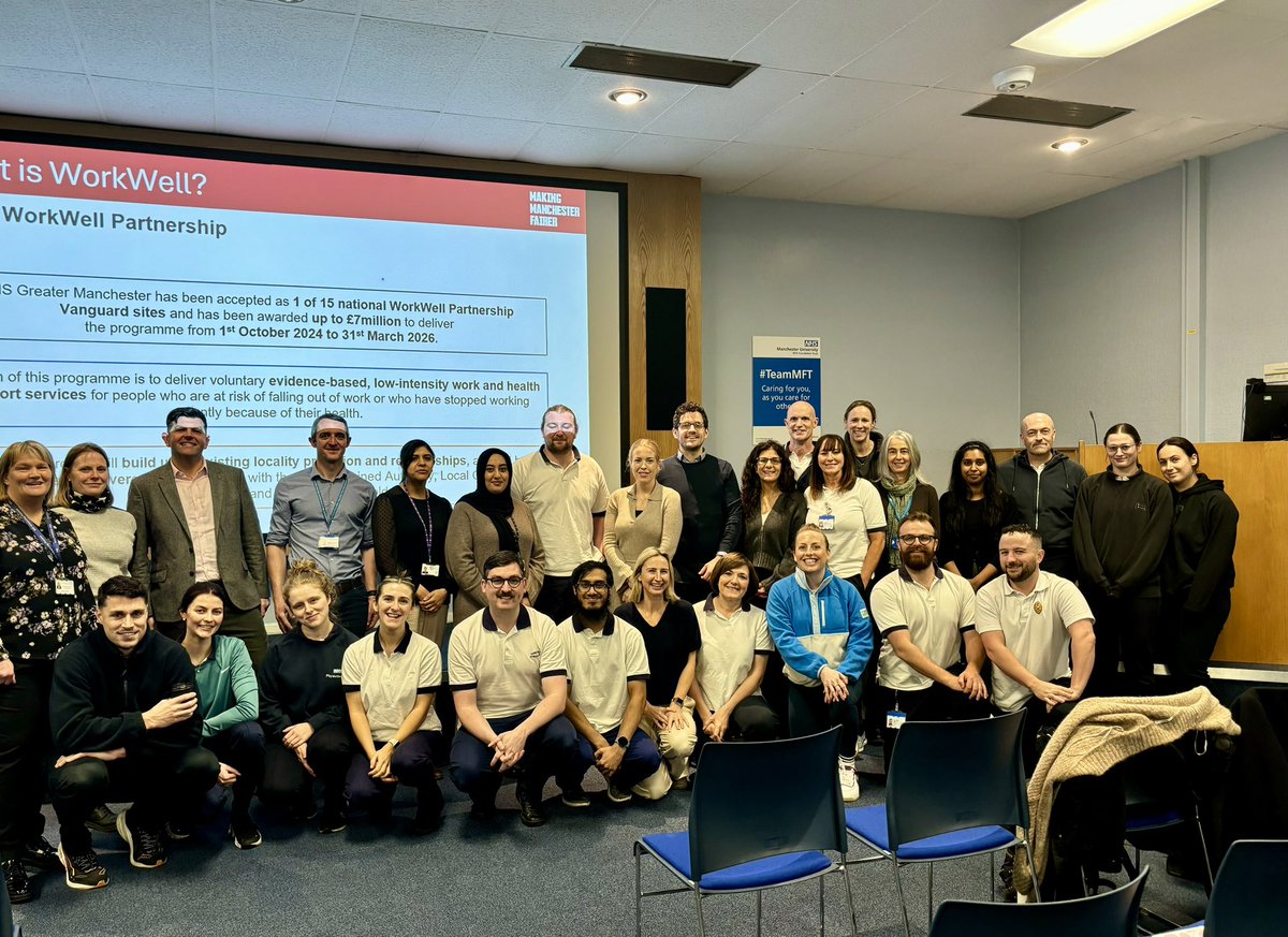 Diane Reid 💙 (@diane_reid1) on Twitter photo This morning, we proudly launched our collaborative #GreaterManchester #WorkWell programme 😃integrating employment support into #MSK teams to support population well-being & work readiness ✨
#GoodWorkIsGoodForHealth ✨😃<a href="/MFT_CSSAHPs/">AHP's at MFT</a> <a href="/ManCityCouncil/">Manchester City Council</a> <a href="/growthcouk/">The Growth Company</a> <a href="/janwils42401735/">Jan Wilson</a> This morning, we proudly launched our collaborative #GreaterManchester #WorkWell programme 😃integrating employment support into #MSK teams to support population well-being & work readiness ✨
#GoodWorkIsGoodForHealth ✨😃<a href="/MFT_CSSAHPs/">AHP's at MFT</a> <a href="/ManCityCouncil/">Manchester City Council</a> <a href="/growthcouk/">The Growth Company</a> <a href="/janwils42401735/">Jan Wilson</a>